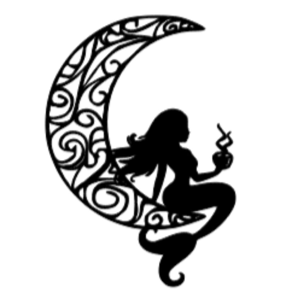 Mermaid on Moon with Coffee Decal